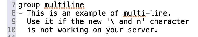 Multiline message example