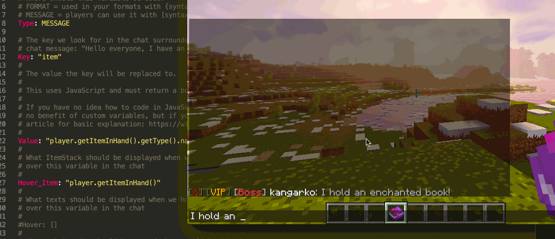 Item variable demonstration