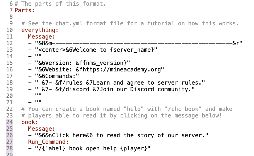 Help format example