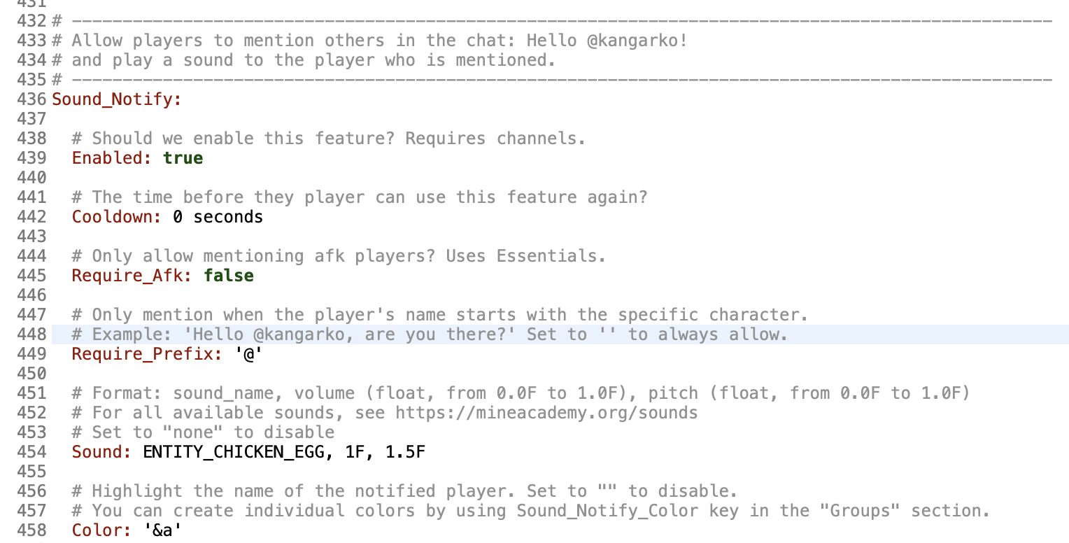 Sound notify configuration