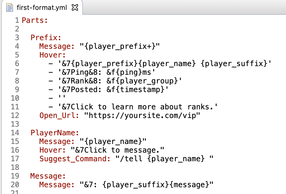 Chat format example
