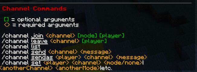 Channels commands list
